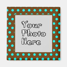 Íman Quadro de Fotografias do Brown Aqua Bolinhas