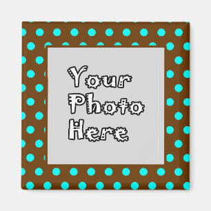 Íman Quadro de Fotografias do Brown Aqua Bolinhas