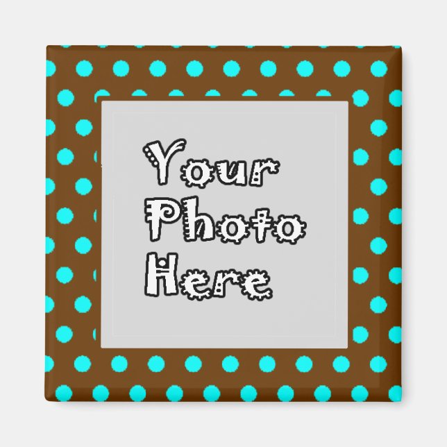 Íman Quadro de Fotografias do Brown Aqua Bolinhas (Frente)