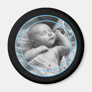 Íman Quadro de Fotografias Negra e Azul de Bebê