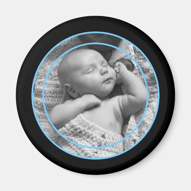 Íman Quadro de Fotografias Negra e Azul de Bebê (Frente)