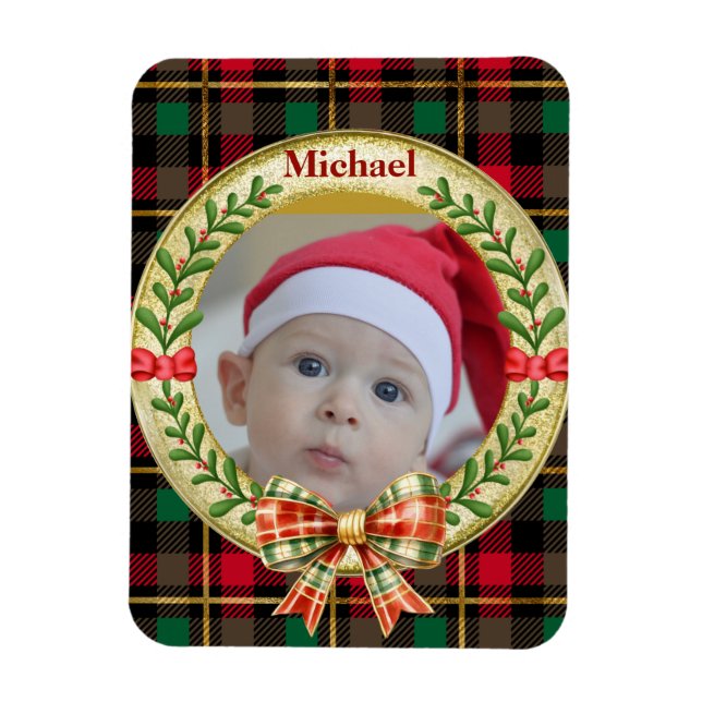 Íman Quadro de imagem personalizado e coroa de Natal (Vertical)