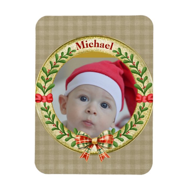 Íman Quadro de imagem personalizado e coroa de Natal (Vertical)