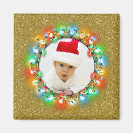 Íman Quadro de lâmpadas de Natal do Sparkle do ouro com