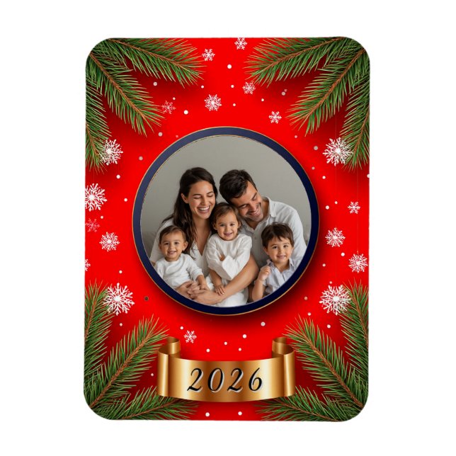 Íman Quadro de Natal Festivo com Ramificações de Pinhei (Vertical)