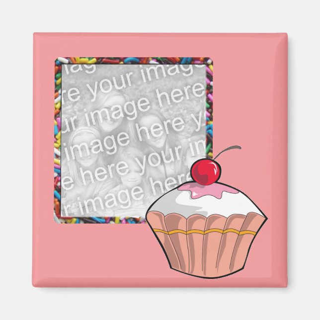 Íman quadro do cupcake (Frente)