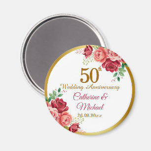 Íman Quadro Dourado de Aniversário de 50 Anos de Casame