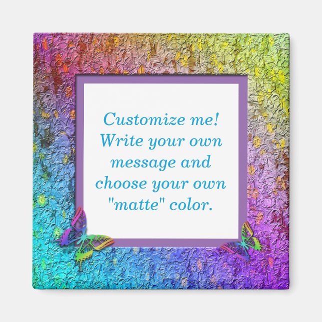 Íman [Quadro Floral do Arco-Íris] Abstrato com Borbolet (Frente)