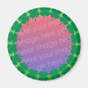 Íman quadro fotográfico de trevo de folha da xadrez 4 