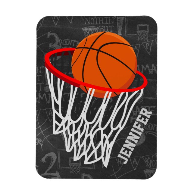 Íman Quadro Personalizado de Basquete e Hoop (Vertical)