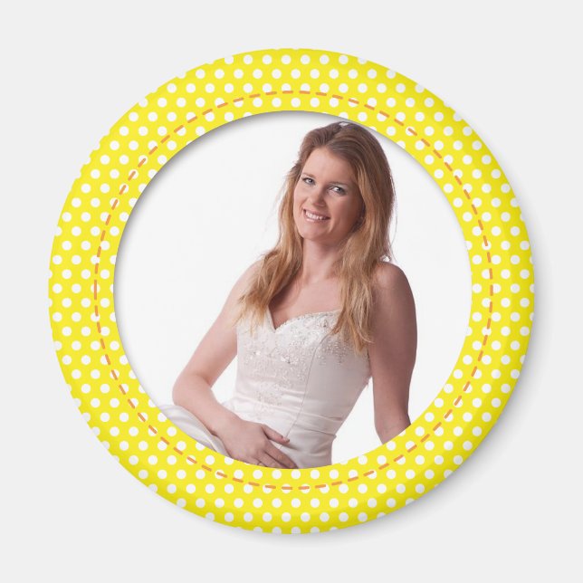 Íman Quadro Polkadot em amarelo (Frente)