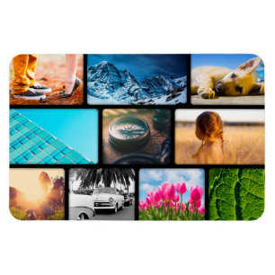 Íman Quadro Preto de Colagem de Modelo de Foto Personal