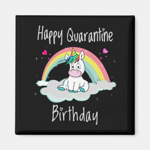 Íman Quarantine Birthday Unicorn arco-íris