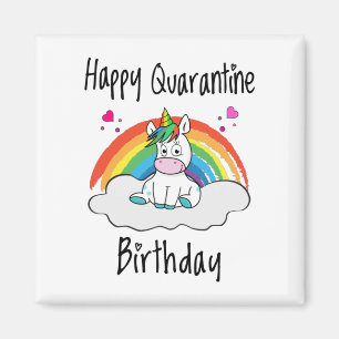 Íman Quarantine Birthday Unicorn arco-íris