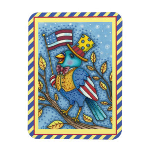 ÍMAN QUARTO DE JULHO BLUEBIRD TWEET, FLAG FLAG AMERICAN