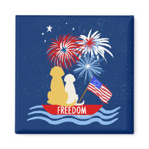 Quarto de julho Cães no Fireworks Magnet