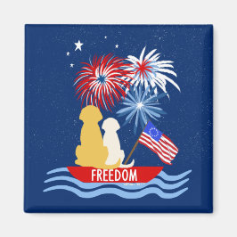Íman Quarto de julho Cães no Fireworks Magnet