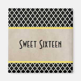 Íman Quatrefoil Chic Amarelo Doce 16 Magnet