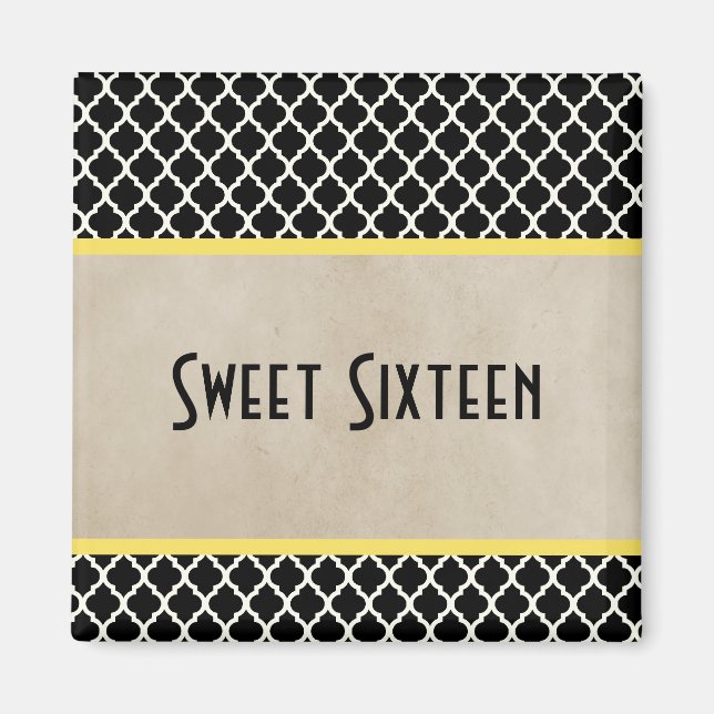 Íman Quatrefoil Chic Amarelo Doce 16 Magnet (Frente)