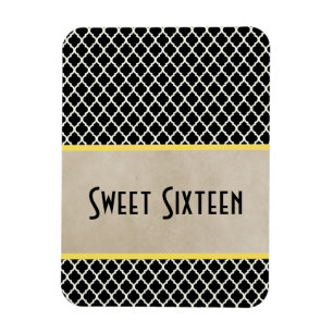 Íman Quatrefoil Chic Sweet 16 Magnet, Amarelo