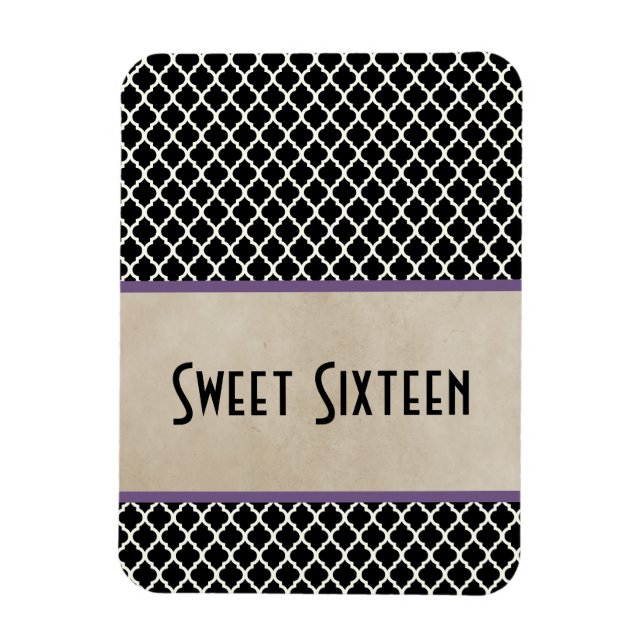 Íman Quatrefoil Chic Sweet 16 Magnet, Roxo (Vertical)