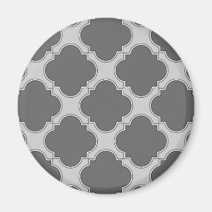 Íman Quatrefoil em tons de cinza