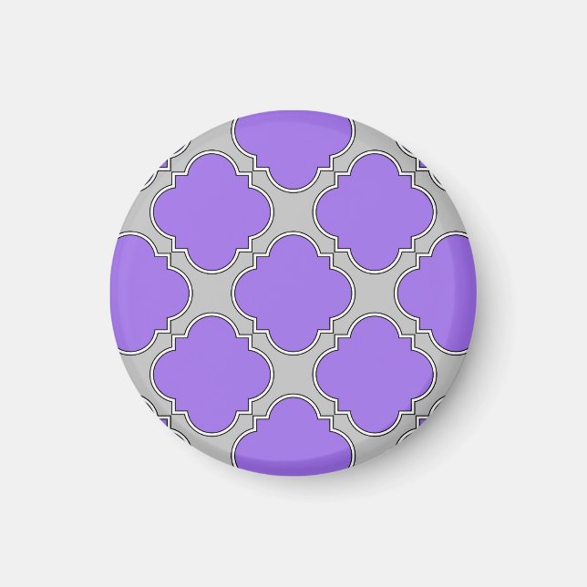 Íman Quatrefoil, púrpura e cinza (Frente)
