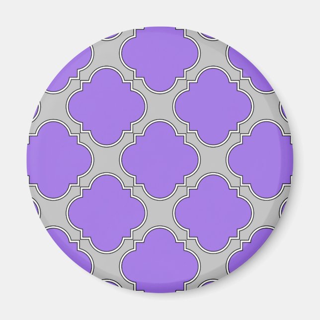 Íman Quatrefoil, púrpura e cinza (Frente)