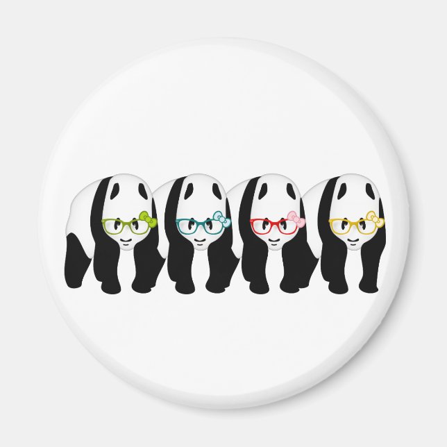 Íman Quatro Pandas vestindo óculos (Frente)
