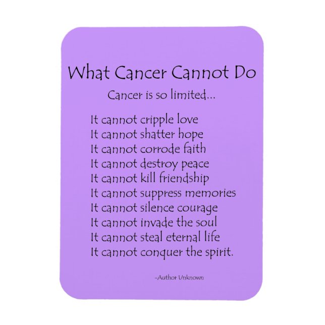 Íman Que Cancer Não Consegue Fazer O Poem Magnet (Texto (Vertical)