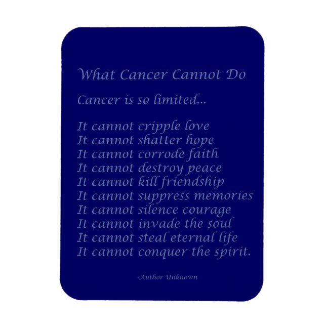 Íman Que Cancer Não Consegue Fazer O Poem Magnet (Texto (Vertical)