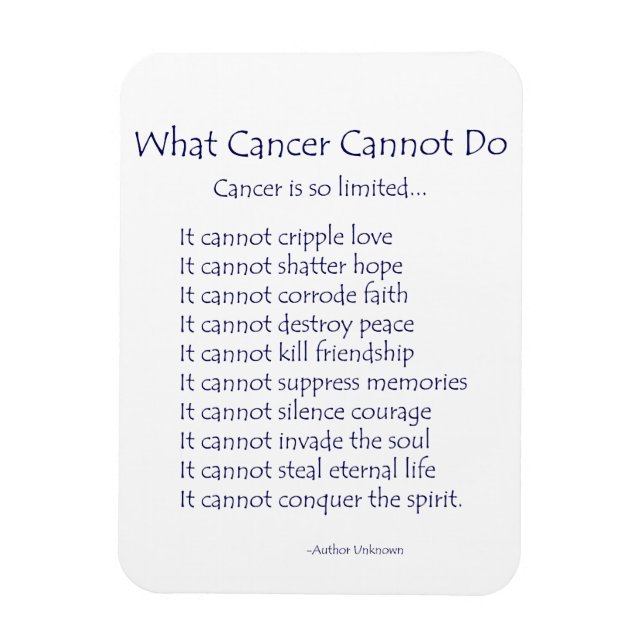 Íman Que Cancer Não Pode Fazer O Poem Magnet (Texto Do  (Vertical)