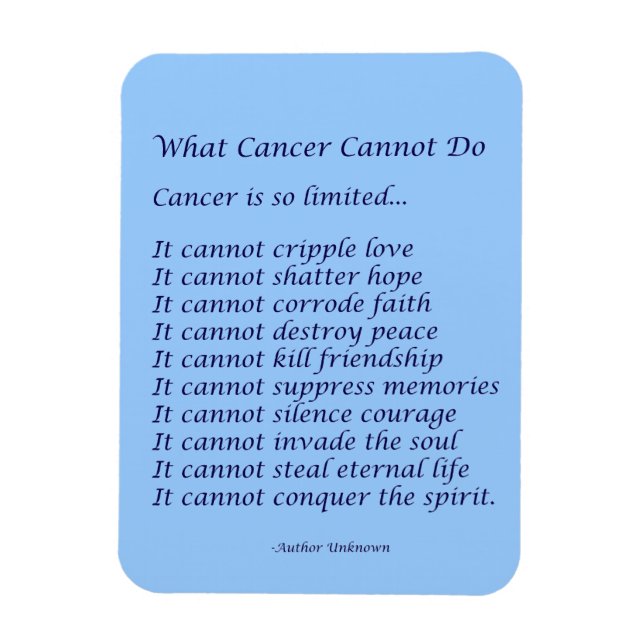 Íman Que Cancer Não Pode Fazer O Poem Magnet (Texto Do  (Vertical)