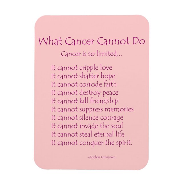 Íman Que Cancer Não Pode Fazer O Poem Magnet (Texto Ros (Vertical)