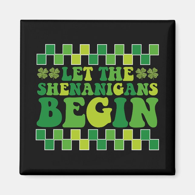 Íman Que Comece as Travessuras Irlandês Groovy Retro (Frente)