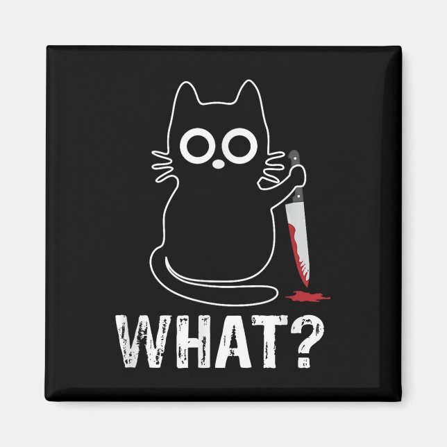 Íman Que - Engraçado Gato Com Design Gráfico De Faca (Frente)