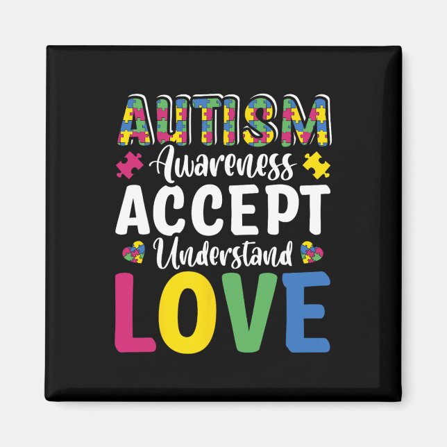 Íman Quebra-cabeça Consciência do Autismo Aceitar Compr (Frente)