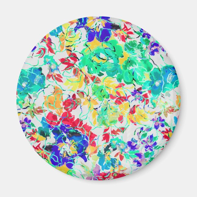 Íman Quebra-cabeça de padrões florais abstratos fofos (Frente)