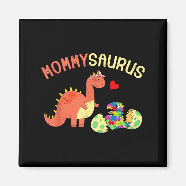 Íman Quebra-cabeça Mommysaurus dinossauro autismo consc (Frente)