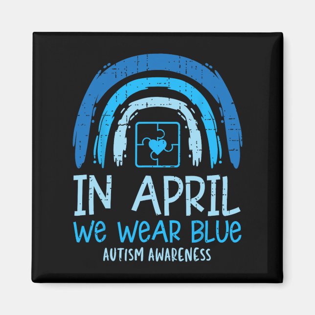 Íman Quebra-cabeça Rainbow Em Abril Vestimos Autismo Az (Frente)