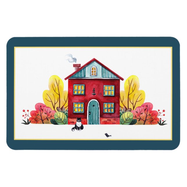 Íman Queda de casa e gato (Horizontal)
