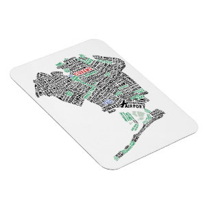 Íman Queens NY - Magnete Flexi De Mapa De Tipografia