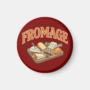 Íman Queijo Francês Fromage Charcuterie Gráfico Vintage