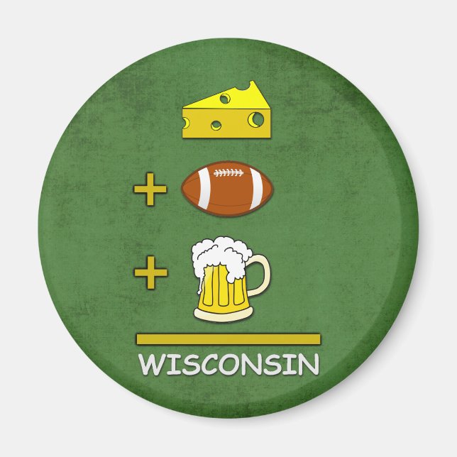 Íman Queijo Futebol Beer Equal Wisconsin Engraçado (Frente)