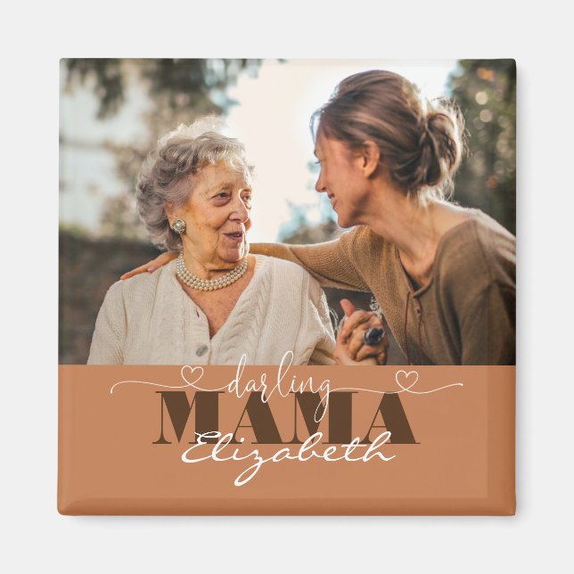 Íman Querido Mama Fotografia para a mãe (Frente)