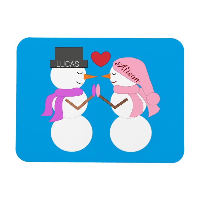 Íman Querido Snowpeople in Love: Blue-green (Horizontal)