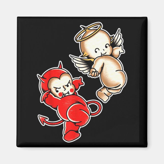 Íman querubins anjo diabinho bebê Kewpie (Frente)
