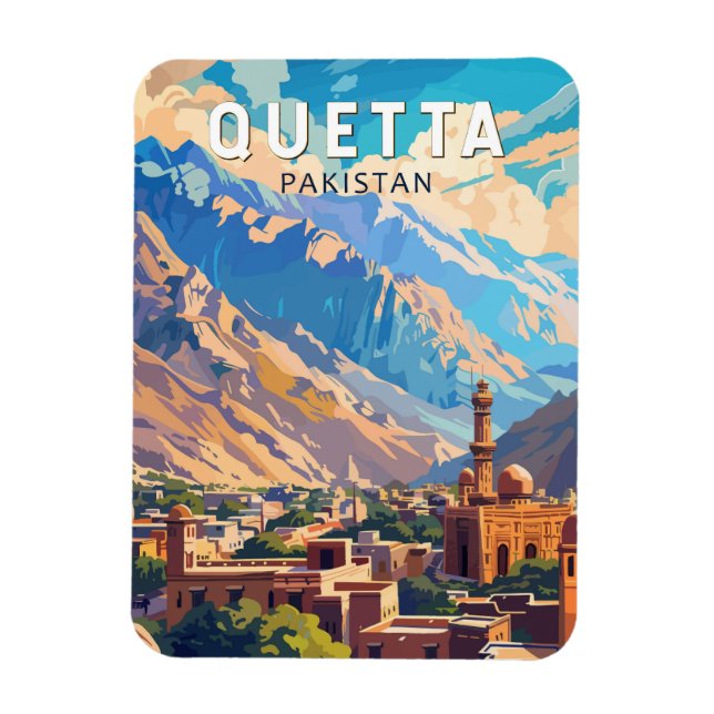Íman Quetta Pakistan Viagem Art Vintage (Vertical)