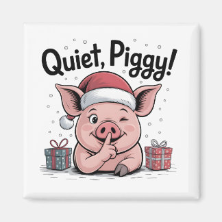 Íman Quiet Piggy Christmas Santa hat Democratic 
