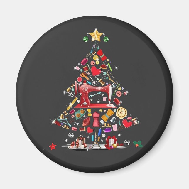 Íman Quilter Merry Christmas Tree Quilt Block Quilting  (Frente)